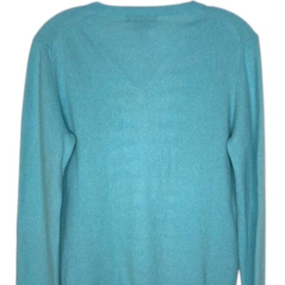 Lord & Taylor 100% Cashmere Long Sleeved V-Neck Sweater - Robin's Egg Blue - XL - Picture 6 of 9